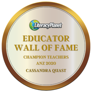 Portrait of Cassandra, Champion Teacher ANZ 2020, smiling and holding a certificate.